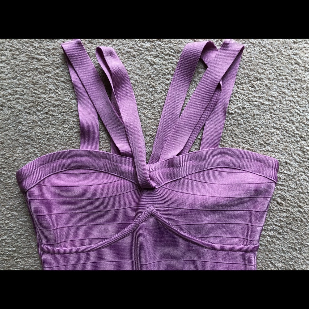Marciano Clementine Halter Bandage Dress Lavender Purple Pink Strap Fitted S New - Picture 5 of 9